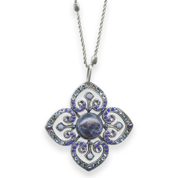 Mariana Necklace Pendant Electra Coll. Fab Sodalite Mineral, Blue Opal, Tanzanite, & Lt Sapphire Austrian Crystals