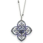 Mariana Necklace Pendant Electra Coll. Fab Sodalite Mineral, Blue Opal, Tanzanite, & Lt Sapphire Austrian Crystals - Image 3