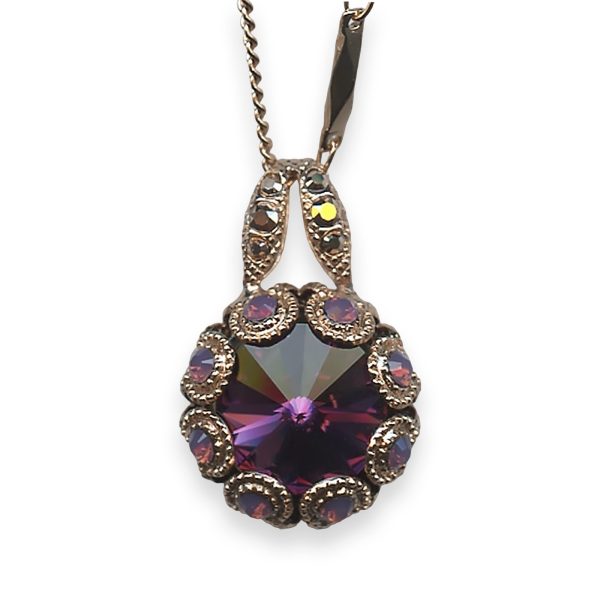 Mariana Necklace Pendant Bohemian Rhapsody Coll.Dainty Amethyst, Cyclamen Opal, & Aurum Austrian Crystals