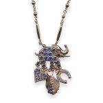 Mariana Necklace Pendant Electra Coll. Elephant & Charms Sapphire, Montana Blue, & Yellow Austrian Crystals - Image 2