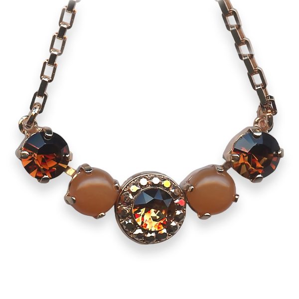 Mariana Necklace Pendant Dancing in the Moonlight Coll. Brown Calcite Mineral, Smoked Topaz, & Aurum Austrian Crystals