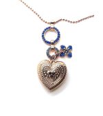 Necklace Pendant By Mariana Woman Heart Shape Sapphire and Tanzanite Swarovski Crystals