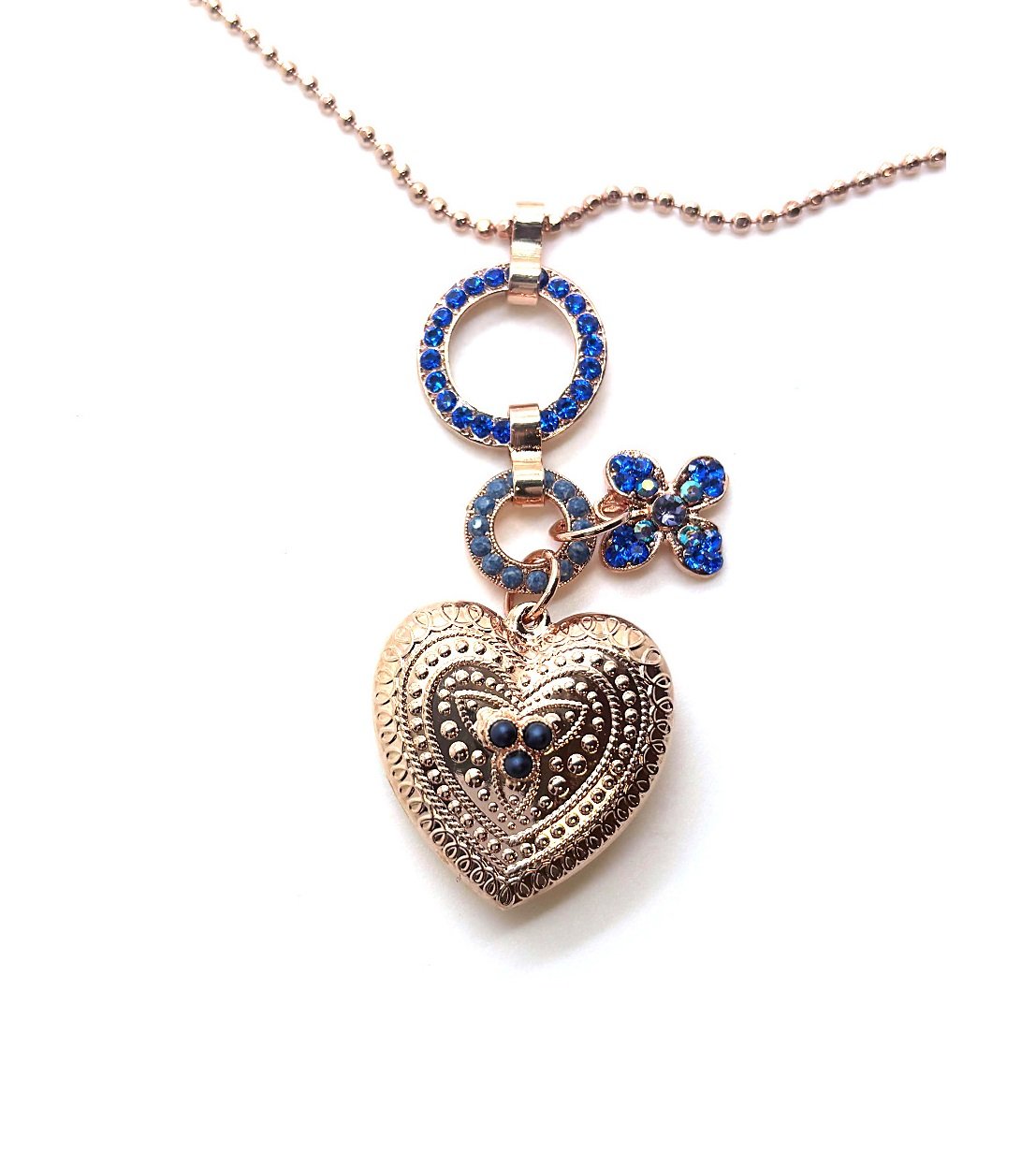 N-5104-1-1026-RG (2) Necklace Pendant By Mariana Woman Heart Shape Sapphire and Tanzanite Swarovski Crystals - Image 1