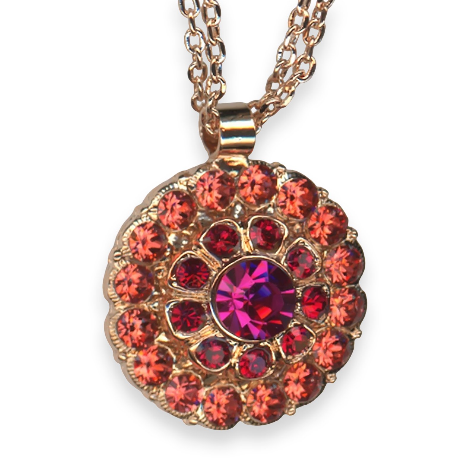 N-5131-2-2140-RG (1) Necklace Pendant By Mariana Firefly Coll. Rose Peach and Fuchsia Swarovski Crystals - Image 1