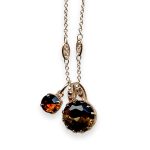 Mariana Necklace Pendant Dancing in the Moonlight Coll. Duo Smoked Topaz Austrian Crystals