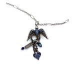 Necklace Pendant By Mariana Woman Lovely Bird Sapphire and Montana Swarovski Crystals