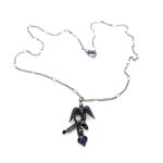 Necklace Pendant By Mariana Woman Lovely Bird Sapphire and Montana Swarovski Crystals - Image 2