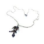 Necklace Pendant By Mariana Woman Lovely Bird Sapphire and Montana Swarovski Crystals - Image 3