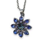 Necklace Pendant By Mariana Woman Floral Tanzanite and Montana Blue Swarovski Crystals - Image 2