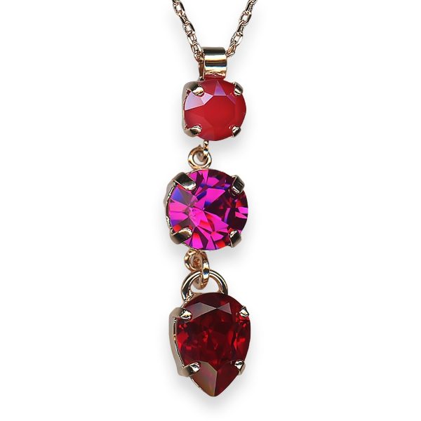 Mariana Necklace Pendant Firefly Coll. Classy Red Opal, Fuchsia, & Red Austrian Crystals
