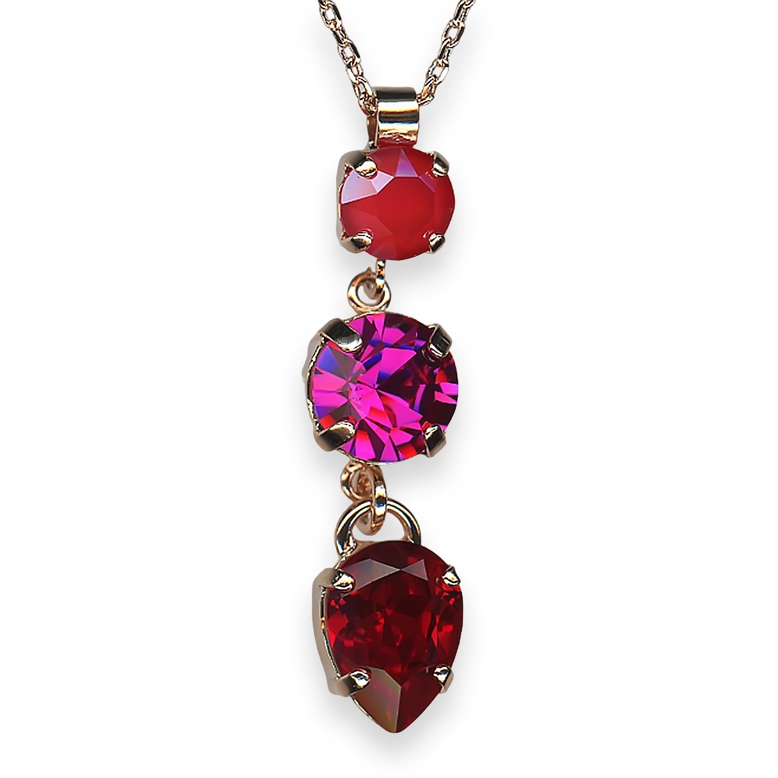 N-5440-3-2140-RG (1) Mariana Necklace Pendant Firefly Coll. Classy Red Opal, Fuchsia, & Red Austrian Crystals - Image 1