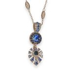Mariana Necklace Pendant Electra Coll. Boho Chic Sapphire, Heliotrope, & Montana Blue Austrian Crystals