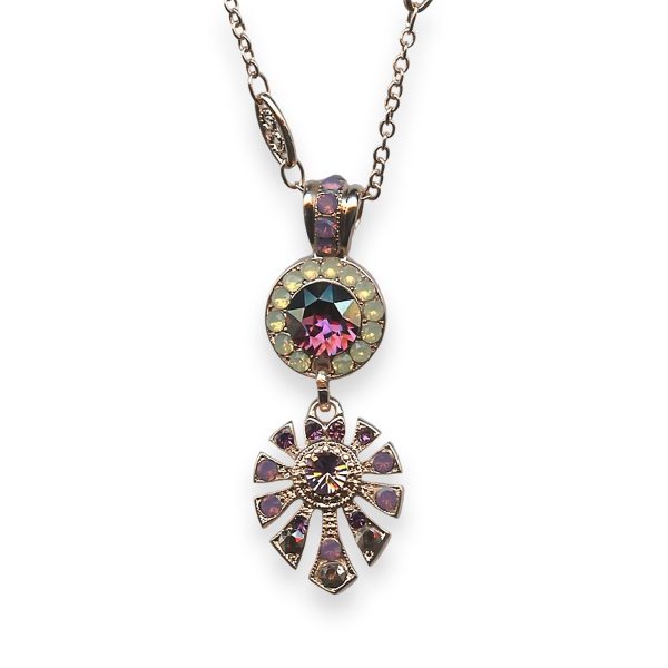 Mariana Necklace Pendant Bohemian Rhapsody Coll. Fab Amethyst, Cyclamen Opal, Aurum, & Sand Opal Austrian Crystals