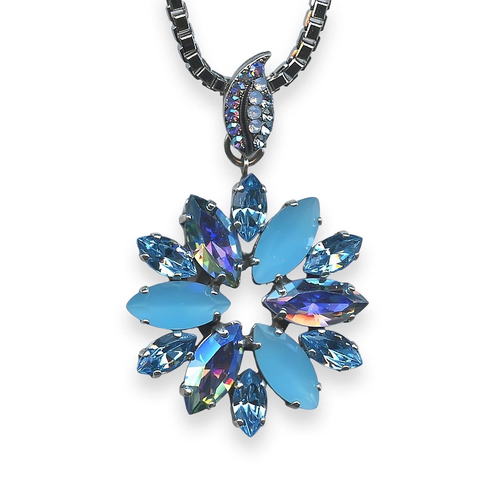 N-5530-1343-SP (1) Mariana Necklace Pendant Periwinkle Cocktail Hour Coll. Elegant Aqua Blue, Frosted Blue, & AB Austrian Crystals - Image 1
