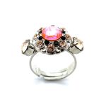 Ring By Mariana Magic Coll. Lovely Sun Kissed Flame, Jet, & Lt Peach Swarovski Crystals