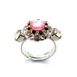 Ring By Mariana Magic Coll. Lovely Sun Kissed Flame, Jet, & Lt Peach Swarovski Crystals