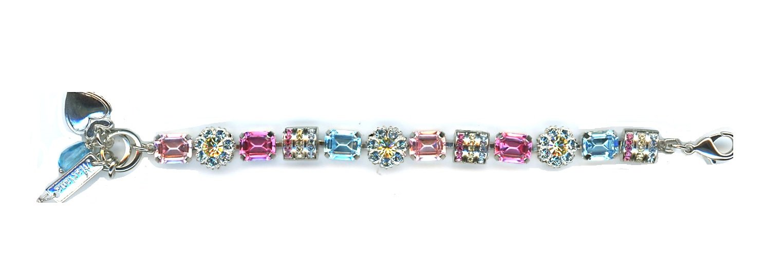 B-4099-2141-SP Bracelet By Mariana Spring Flowers Nature Coll. Lt Rose, Aquamarine, Chrysolite, Rose, & Blue Opal Austrian Crystals - Image 1