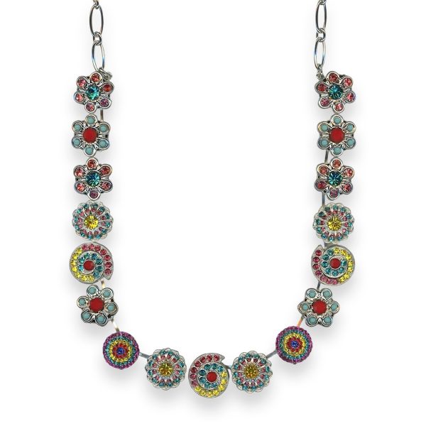 Necklace by Mariana Poppy Coll. Floral Turq, Fuchsia, Red Coral, Teal, & Yellow Austrian Crystals