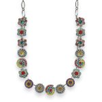 Necklace by Mariana Poppy Coll. Floral Turq, Fuchsia, Red Coral, Teal, & Yellow Austrian Crystals - Image 2