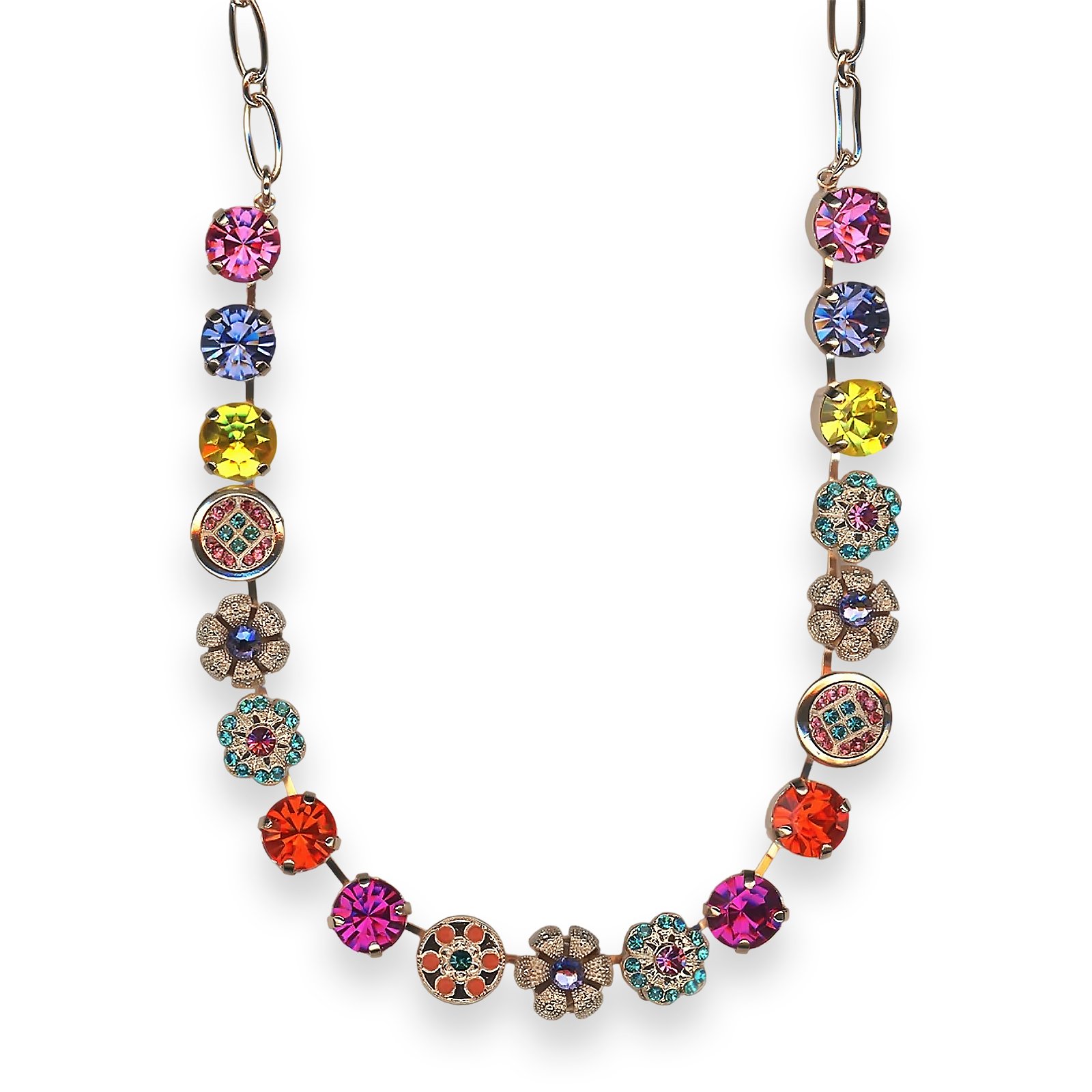 N-3084-10-1909-RG (1) Necklace by Mariana Poppy Coll. Adorable Fuchsia, Tanzanite, Yellow, Red, Coral, & Teal Austrian Crystals - Image 1