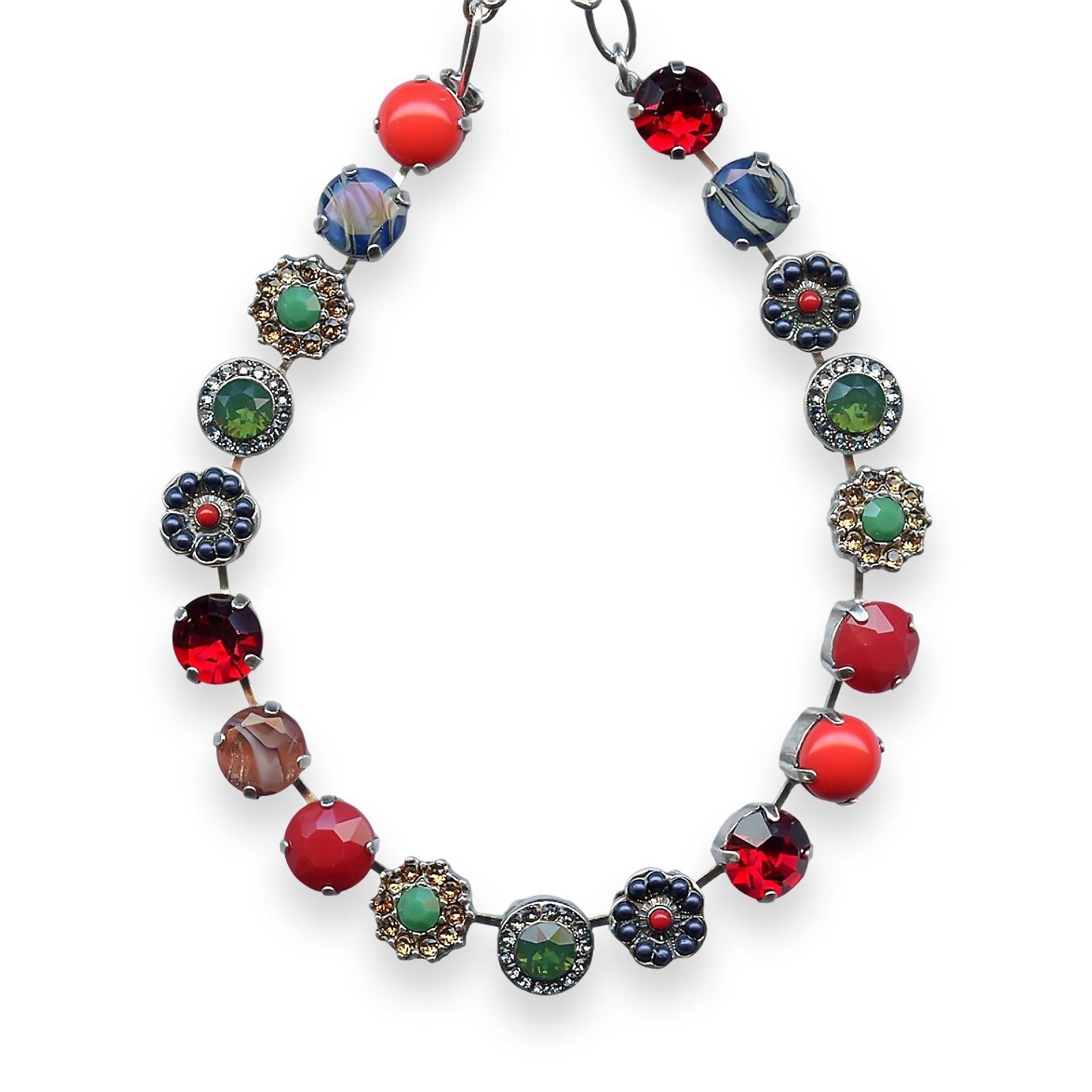 N-3084-1325-SP (1) Necklace By Mariana Woman Exquisite Coral, Marbled Stone and Red Coral Swarovski Crystals - Image 1