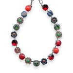 Necklace By Mariana Woman Exquisite Coral, Marbled Stone and Red Coral Swarovski Crystals - Image 2