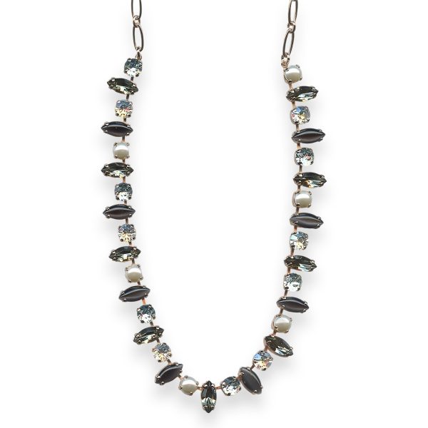Necklace by Mariana Zulu Africa Coll. Glamorous Silver Night, Clear, & Pearl Austrian Crystals