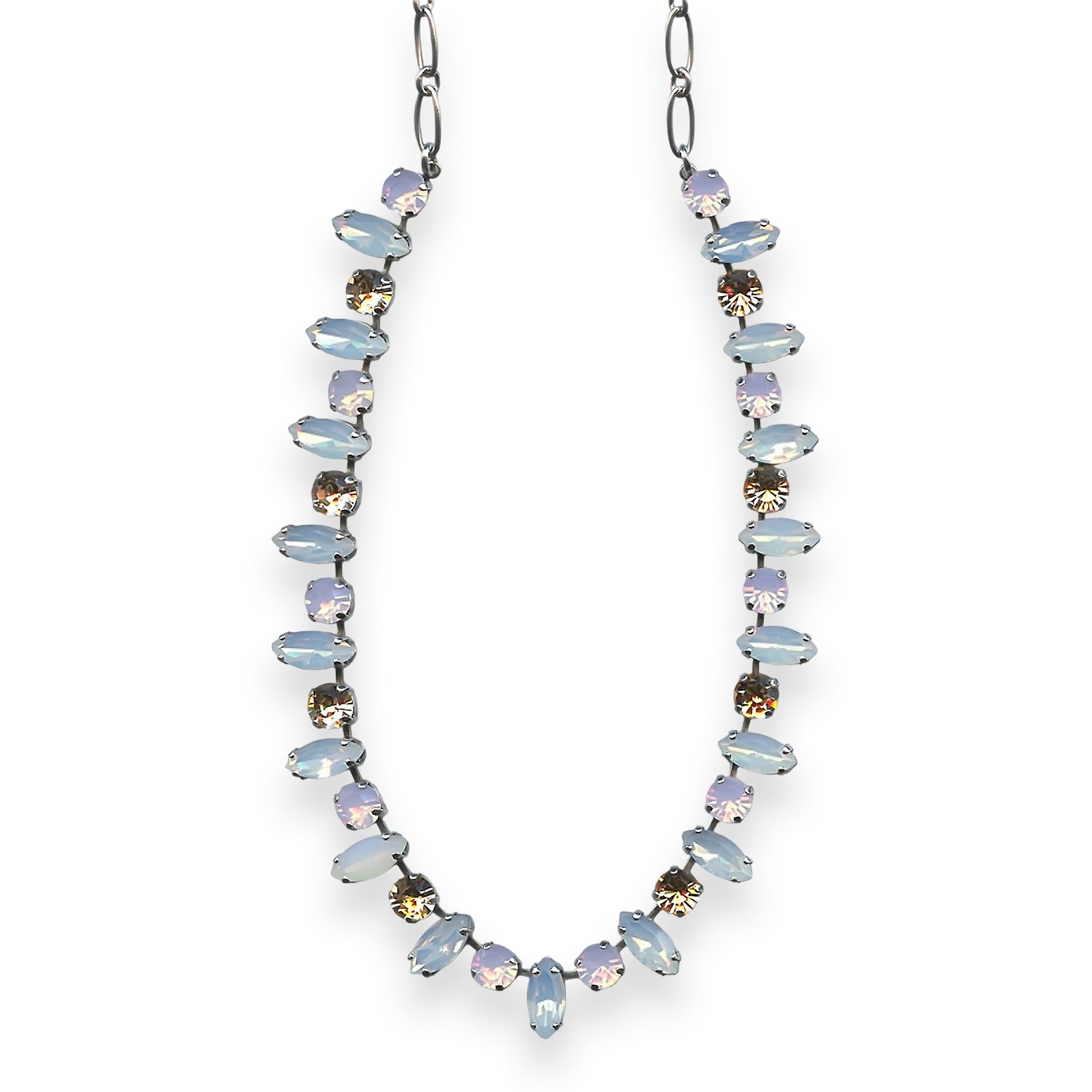 N-3143-1-2333-SP (1) Necklace by Mariana Afternoon Delight Coll. Lovely Pink Opal, White Opal, & Lt Peach Austrian Crystals - Image 1