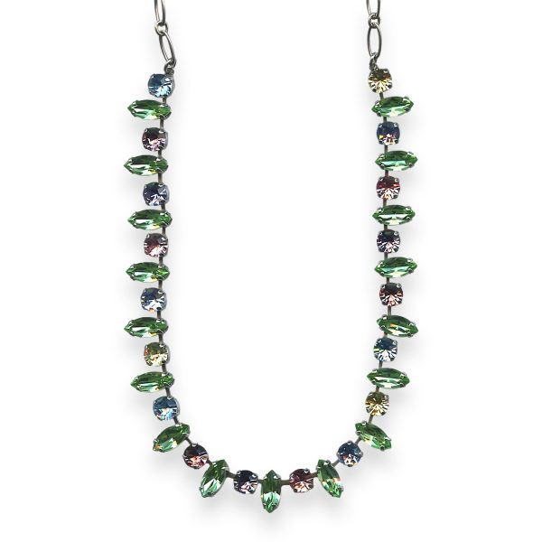 Necklace by Mariana My Treasures Coll. Adorable Aquamarine, Peridot, Lt Rose, Tanzanite, & Jonquil Austrian Crystals