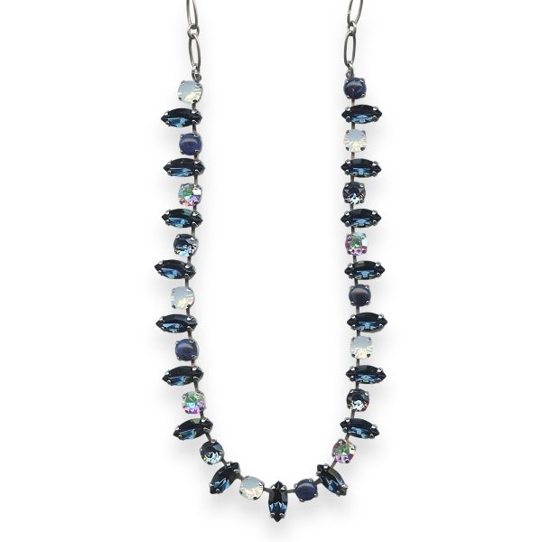 Necklace by Mariana Mood Indigo Coll. Elegant Lapis Lazuli Mineral, Montana Blue, White Opal, & AB Austrian Crystals