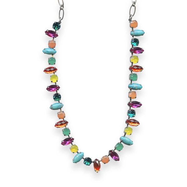 Necklace By Mariana Woman Sassy Turquoise Mineral and Orange Opal Swarovski Crystals