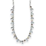 Necklace by Mariana Kalahari Coll. Timeless Riverstone & White Shell Mineral, Clear, Golden Shadow, & White Opal Austrian Crystals