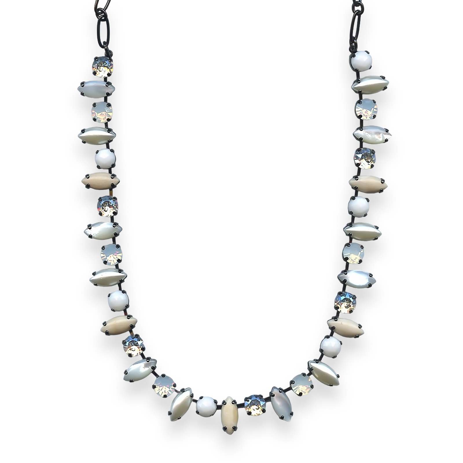 N-3143-1-M5087-BG (1) Necklace by Mariana Forever Coll. Simply Elegant White Aventurine Mineral, Pearl, White Shell, White Opal, & Moonstone Austrian Crystals - Image 1