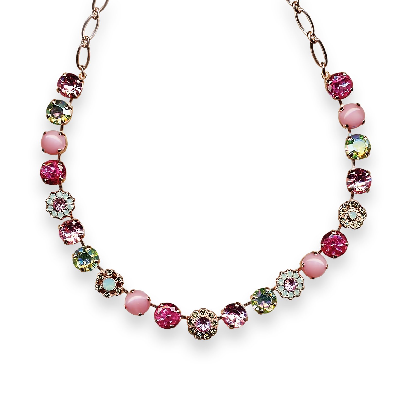 N-3174-806-RG (1) Necklace by Mariana My Treasures Coll. Shimmering Luminous Green, Lt Rose, Pink Opal, & Chrysolite Opal Austrian Crystals - Image 1