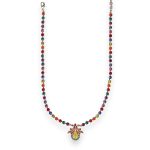 Necklace by Mariana Poppy Coll. Elegant Sun Kissed Sunshine, Teal, Fuchsia, Tanzanite, & Coral Austrian Crystals
