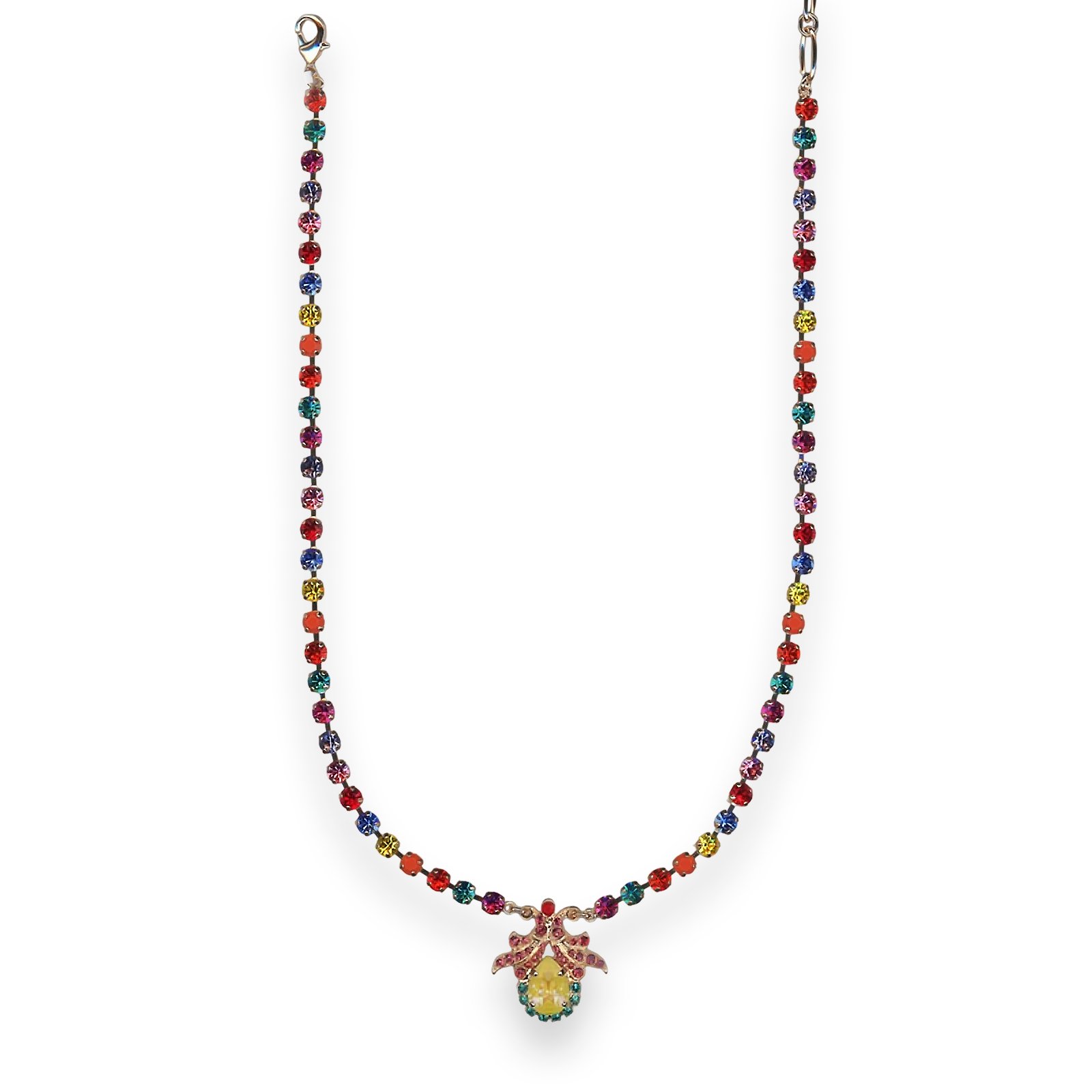N-3184-1909-RG (1) Necklace by Mariana Poppy Coll. Elegant Sun Kissed Sunshine, Teal, Fuchsia, Tanzanite, & Coral Austrian Crystals - Image 1