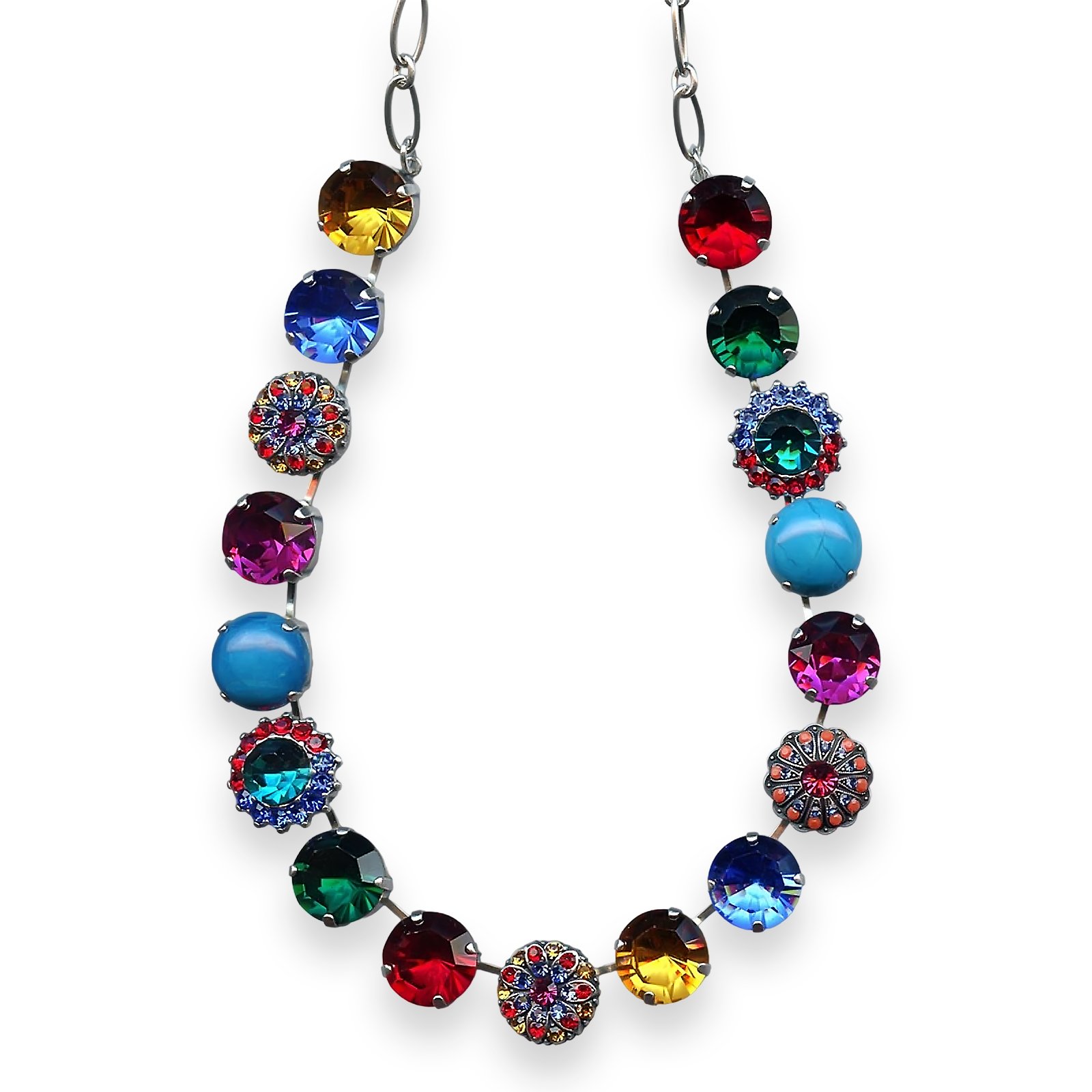 N-3195-1037-SP (1) Necklace by Mariana Woman Glamorous Turquoise and Emerald Swarovski Crystals - Image 1