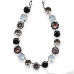 Necklace by Mariana Pomegranate Coll. Stunning Jet, Padparadscha, White Opal & Lt Silk Austrian Crystal