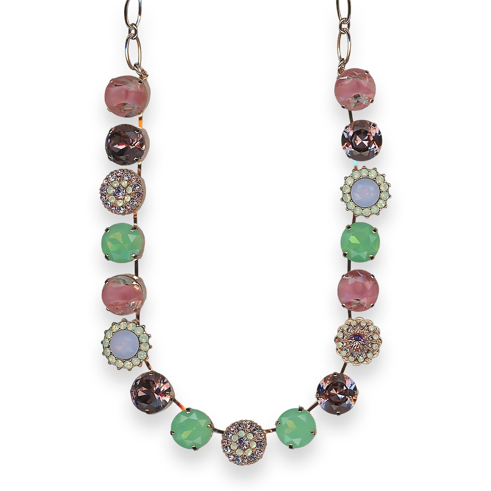 N-3195-1910-RG (1) Necklace by Mariana Woman Lovely Rose and Mint Green Swarovski Crystals - Image 1