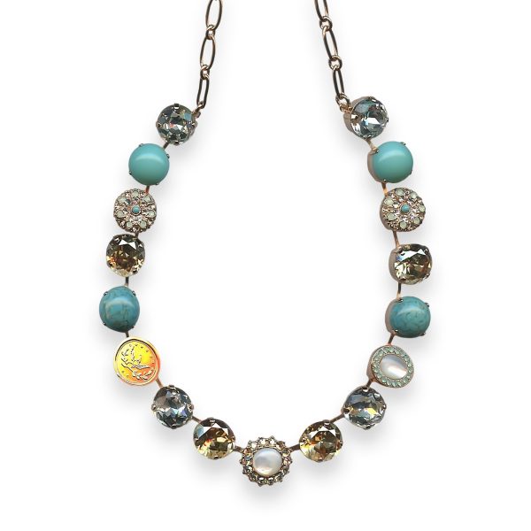Necklace by Mariana Summer Palace Coll. Charming Chrysolite Opal, White Shell, Turq, Clear, & Lt Peach Austrian Crystal