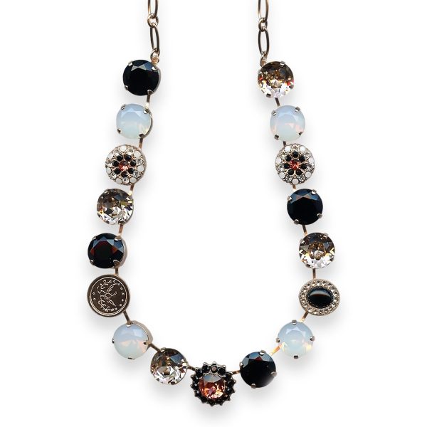 Necklace by Mariana Pomegranate Coll. Glamorous Jet, Padparadscha, White Opal, & Lt Peach Austrian Crystal