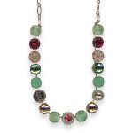 Necklace by Mariana Boloria Dia Coll. Preppy Chrysolite Opal,  Siam, Lt Peach, & Peridot Austrian Crystal