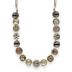 Necklace by Mariana Moonlight & Magnolias Coll. Stunning Black Diamond, Golden Shadow, & Pearl Austrian Crystal