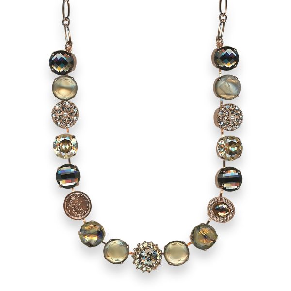 Necklace by Mariana Moonlight & Magnolias Coll. Stunning Black Diamond, Golden Shadow, & Pearl Austrian Crystal