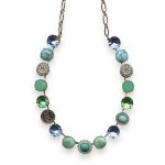 Necklace by Mariana Mojito Coll. Charming Howlite Chinese Turq Mineral, Aquamarine, Pacific Opal & Peridot Austrian Crystal