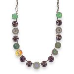 Necklace By Mariana Leander Coll. Green Aventurine Mineral, Rose and Mint Green Swarovski Crystals - Image 2