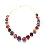Necklace By Mariana Pink, Rose, and Blue Zircon Swarovski Crystals - YG - Image 3