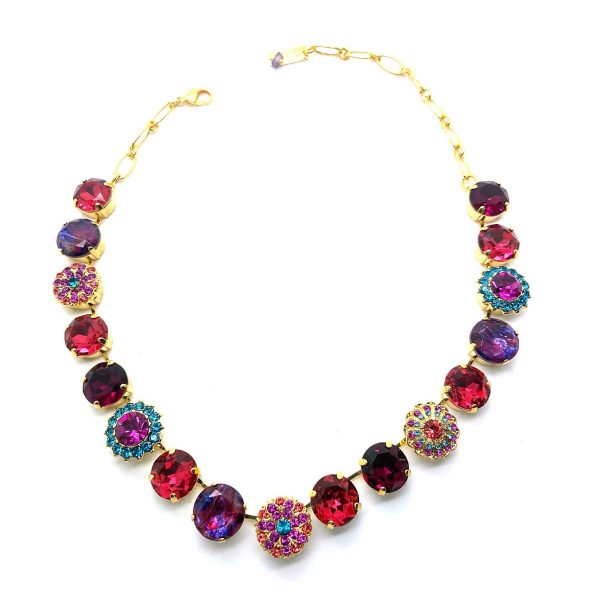 Necklace By Mariana Pink, Rose, and Blue Zircon Swarovski Crystals - YG