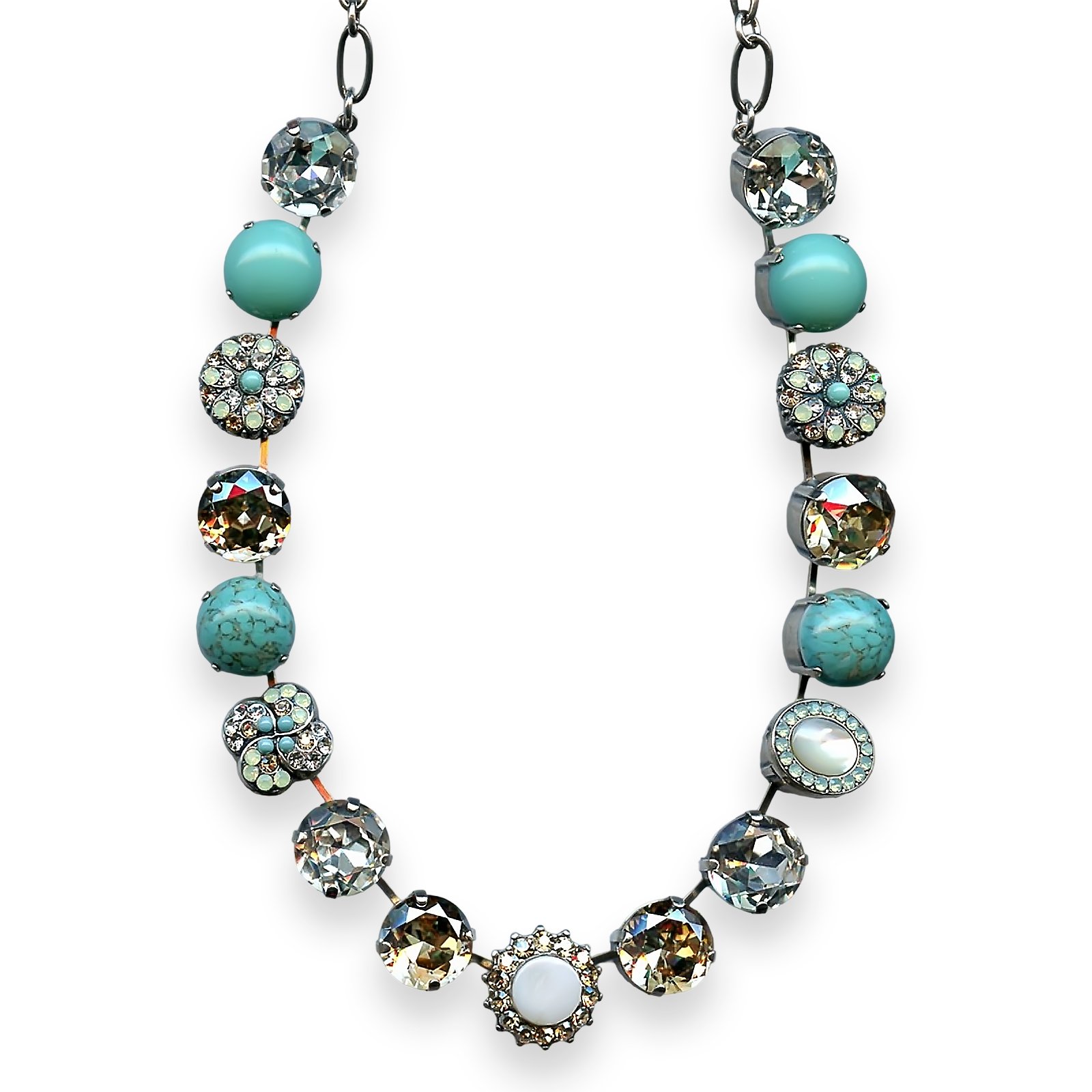 N-3195-3-1042-SP (1) Necklace by Mariana Woman Elegant Opal and Turquoise Swarovski Crystals - Image 1