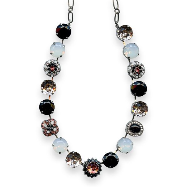 Necklace by Mariana Pomegranate Coll. Alluring Jet, Padparadscha, White Opal, Lt Peach & Lt Silk Austrian Crystal